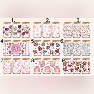 16oz valentines frosted glass cans